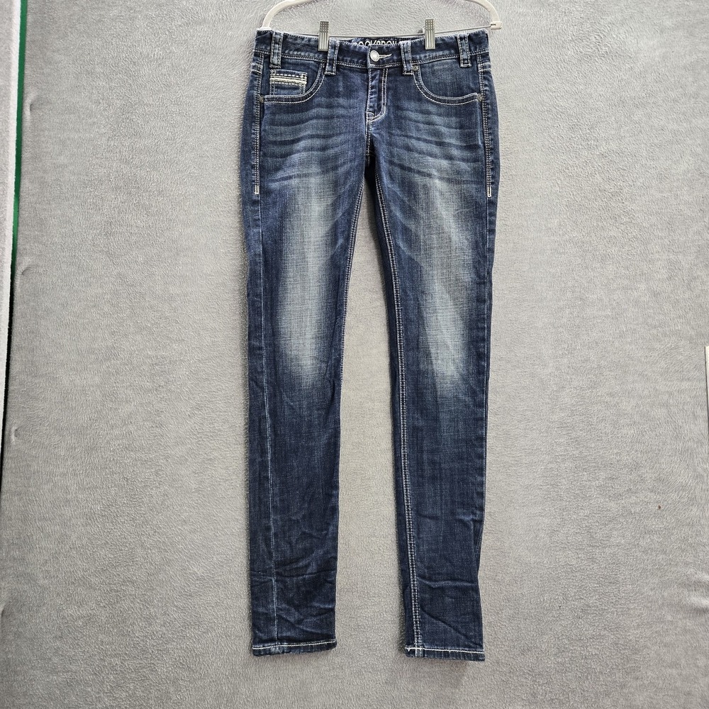 Rock & Roll Denim‎ Women Jeans 29X34 Blue Rival Low Rise Skinny Embroidered
